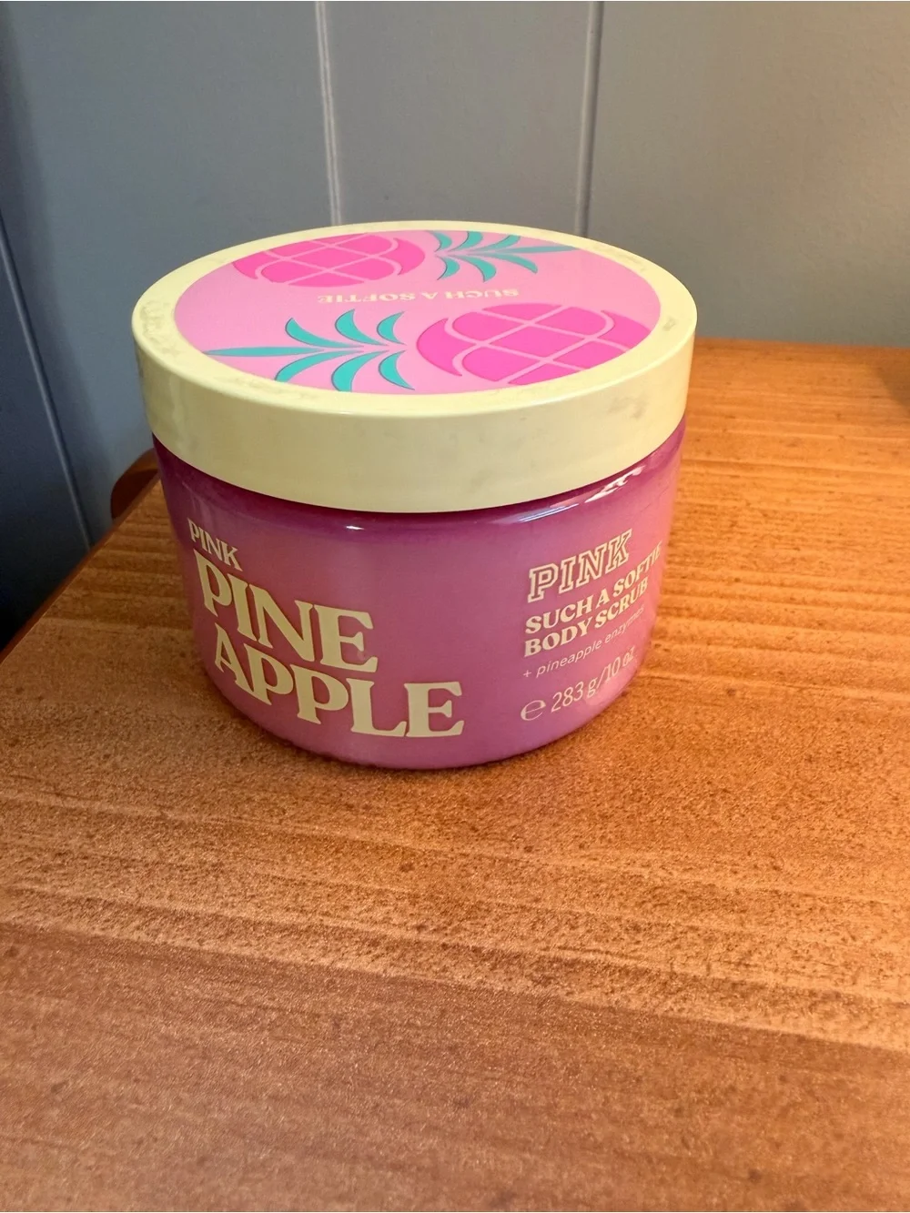 PINK Victoria's Secret Pineapple Body Scrub in Pink with Cream Lid